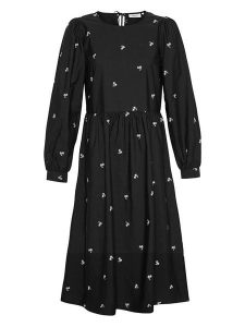 MOSS COPENHAGEN Sukienka "Beninette Nona" w kolorze czarno-białym rozmiar: XS. Białe sukienki Moss Copenhagen, xs, bez wzorów, bez kołnierzyka, bez ramiączek, midi, rozkloszowane. Za 101,23 zł.