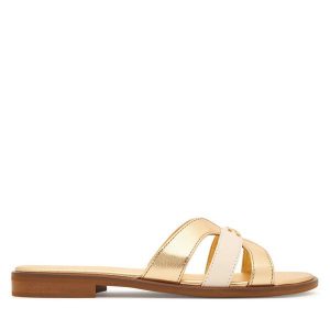 Klapki Elisabetta Franchi. Żółte klapki Elisabetta Franchi, bez wzorów, bez obcasa. Za 493,99 zł.