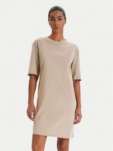 Armani Exchange Sukienka codzienna XW000825 AF10356 U6223 Beżowy Regular Fit. Brązowe kombinezony Armani Exchange, l, bez wzorów, z bawełny, bez kołnierzyka, bez ramiączek. Za 379,99 zł.