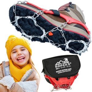 Raczki turystyczne na buty Rapeks Icetrak Light. Czerwone buty trekkingowe RAPEKS, bez zapięcia. W wyprzedaży za 79,90 zł.