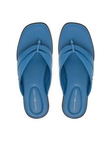 Tommy Hilfiger Japonki FW0FW09216 Niebieski. Niebieskie klapki TOMMY HILFIGER, bez wzorów, ze skóry, bez obcasa. Za 359,99 zł.