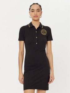 Versace Jeans Couture Sukienka codzienna 78HAOT01 Czarny Regular Fit. Czarne kombinezony Versace Jeans Couture, xs, bez wzorów, z bawełny, bez kołnierzyka, bez ramiączek. Za 439,99 zł.