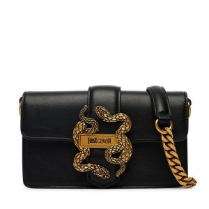 Torebka Just Cavalli. Czarne torebki wieczorowe Just Cavalli, bez wzorów, bez dodatków. Za 614,99 zł.