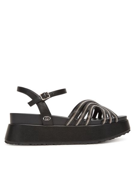 Liu Jo Sandały Frida 35 SA5103 EX029 Czarny. Czarne sandały Liu Jo, bez wzorów, ze skóry, bez obcasa, na płaskiej podeszwie, bez zapięcia. Za 429,99 zł.