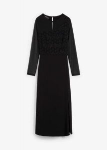 Sukienka wieczorowa z koronką. Czarne sukienki bonprix, bez wzorów, z koronki, eleganckie, bez kołnierzyka, bez ramiączek. Za 249,99 zł.