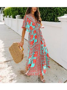 LA Angels Sukienka w kolorze turkusowo-czerwonym rozmiar: XL. Czerwone sukienki LA Angels, na imprezę, xl, bez wzorów, bez kołnierzyka, bez ramiączek, maxi. Za 200,95 zł.