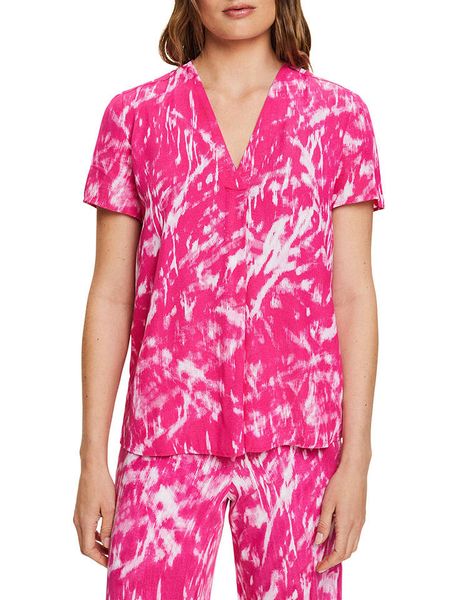 ESPRIT Bluzka w kolorze różowo-białym rozmiar: L. Różowe bluzki ESPRIT, l, bez wzorów, z wiskozy, klasyczne, bez kołnierzyka, bez ramiączek. Za 74,28 zł.