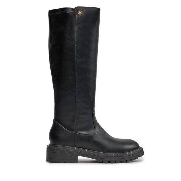 Kozaki Liu Jo. Czarne kozaki Liu Jo, bez wzorów, bez obcasa, na płaskiej podeszwie, bez zapięcia. Za 499,99 zł.