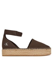 Calvin Klein Jeans Espadryle Flatform Espadrille Sling Mg YW0YW01735 Brązowy. Brązowe espadryle Calvin Klein Jeans, bez wzorów, z jeansu, bez obcasa. Za 209,99 zł.