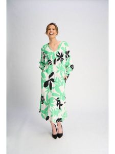 Marks & Spencer Sukienka w kolorze zielono-biało-czarnym rozmiar: 47. Białe sukienki Marks & Spencer, bez wzorów, z wiskozy, bez kołnierzyka, bez ramiączek, maxi. Za 123,25 zł.