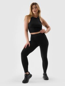 4F Legginsy dzianinowe damskie - czarne XS. Czarne legginsy 4f, bez wzorów, z bawełny, z obniżonym stanem, długie. W wyprzedaży za 39,99 zł.