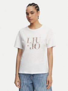 Liu Jo T-Shirt WA6489 JS923 Biały Regular Fit. Białe t-shirty Liu Jo, xl, bez wzorów, z bawełny, bez kołnierzyka, bez ramiączek. Za 259,99 zł.