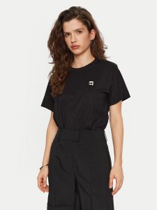 KARL LAGERFELD T-Shirt A1W17025 Czarny Relaxed Fit. Czarne t-shirty KARL LAGERFELD, xs, bez wzorów, z bawełny, bez kołnierzyka, bez ramiączek. Za 229,99 zł.