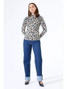 Garcia Koszulka w kolorze czarno-beżowym rozmiar: XS. Brązowe bluzki Garcia, xs, bez wzorów, z bawełny, bez kołnierzyka, bez ramiączek. Za 65,69 zł.