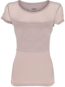 COTONELLA Koszulka w kolorze beżowym rozmiar: XL. Brązowe bluzki COTONELLA, xl, bez wzorów, z koronki, bez kołnierzyka, bez ramiączek. Za 61,45 zł.