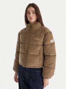 Guess Jeans Kurtka zimowa W5BL17 W2061 Beżowy Regular Fit. Brązowe kurtki Guess Jeans, na zimę, xs, z aplikacjami, z bawełny, bez kaptura. Za 559,99 zł.