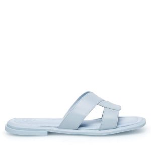 Klapki GINO ROSSI. Niebieskie klapki Gino Rossi, bez wzorów, bez obcasa. Za 124,99 zł.