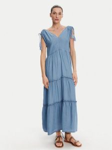 Pepe Jeans Sukienka codzienna Effie PL953664 Niebieski Loose Fit. Niebieskie kombinezony Pepe Jeans, m, bez wzorów, z jeansu, bez kołnierzyka, bez ramiączek. Za 299,99 zł.