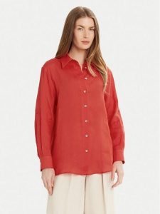 Marella Koszula Ixie 2513111084 Czerwony Regular Fit. Czerwone koszule Marella, bez wzorów, ze lnu, bez kołnierzyka, bez ramiączek. Za 499,99 zł.