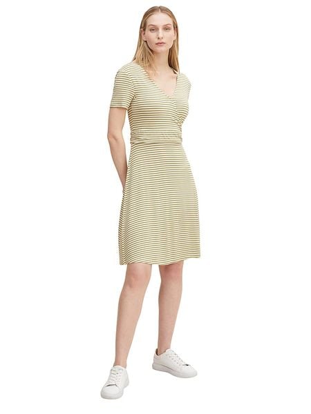 Tom Tailor Sukienka w kolorze beżowo-białym rozmiar: 38. Brązowe sukienki Tom Tailor, bez wzorów, bez kołnierzyka, bez ramiączek, mini. Za 52,55 zł.