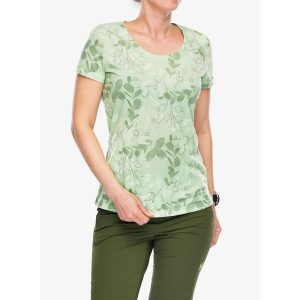 Koszulka szybkoschnąca damska Vaude Skomer AOP T-Shirt. Zielone koszulki sportowe Vaude, bez wzorów, bez ramiączek. Za 130,99 zł.