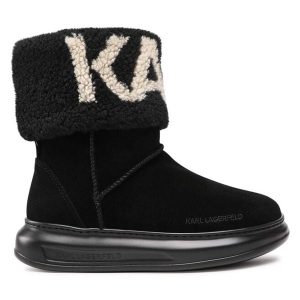 Śniegowce KARL LAGERFELD. Czarne buty zimowe KARL LAGERFELD, bez obcasa, bez zapięcia. Za 629,99 zł.
