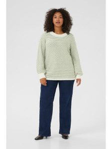 KAFFE curve Sweter w kolorze biało-zielonym rozmiar: S. Białe swetry oversize KAFFE curve, s, bez wzorów, bez ramiączek. Za 91,77 zł.