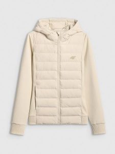 4F Kurtka z wypełnieniem syntetycznym damska - beżowa XS. Brązowe kurtki 4f, xs, bez wzorów, z puchu, bez kaptura. Za 349,99 zł.