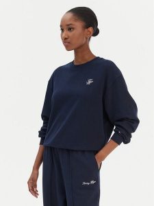 Tommy Hilfiger Bluza Script WW0WW49418 Granatowy Regular Fit. Niebieskie bluzy TOMMY HILFIGER, xxl, bez wzorów, z bawełny, bez kaptura. Za 329,99 zł.
