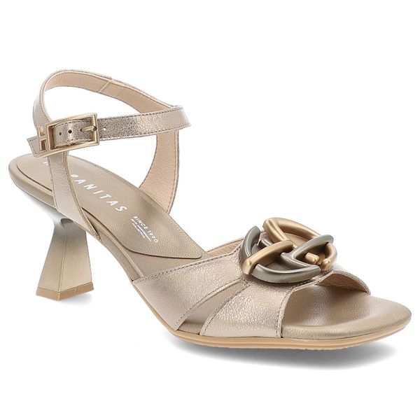 Beżowe Sandały Hispanitas Eleganckie Obuwie Damskie Na Obcasie. Brązowe sandały Hispanitas, bez wzorów, ze skóry, bez obcasa, na obcasie, bez zapięcia. Za 509,00 zł.