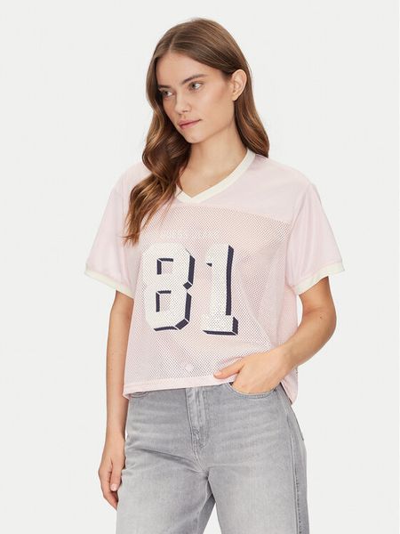 Guess Jeans T-Shirt W5GI59 KCTE2 Beżowy Regular Fit. Brązowe t-shirty Guess Jeans, s, z aplikacjami, z jeansu, bez kołnierzyka, bez ramiączek. Za 109,99 zł.