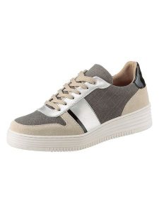 Heine Skórzane sneakersy w kolorze srebrno-beżowym rozmiar: 40. Brązowe trampki Heine, bez wzorów, ze skóry, bez zapięcia. Za 118,56 zł.