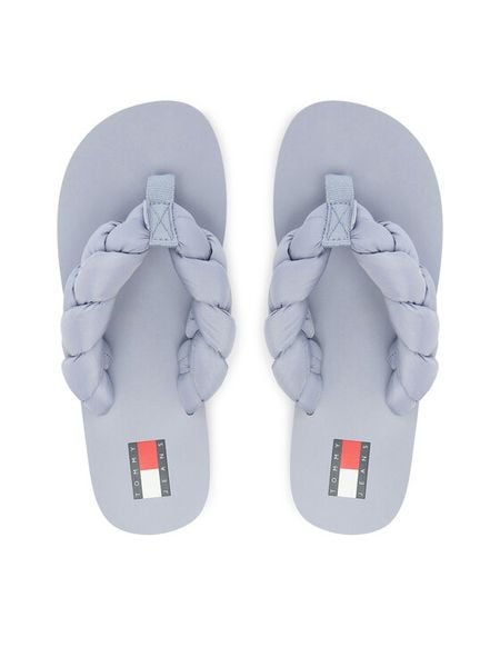 Tommy Jeans Japonki Braided Thong Beach Sandal EN0EN02877 Błękitny. Niebieskie klapki Tommy Jeans, bez wzorów, z jeansu, bez obcasa. Za 189,99 zł.
