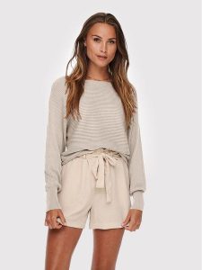 ONLY Sweter Adaline 15226298 Beżowy Relaxed Fit. Brązowe swetry klasyczne ONLY, s, z wiskozy, bez kołnierzyka. Za 139,99 zł.