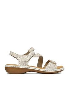 Rieker Sandały CEO-659C7-81 Beżowy. Brązowe sandały Rieker, bez wzorów, ze skóry, bez obcasa, na płaskiej podeszwie, bez zapięcia. Za 319,99 zł.