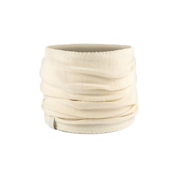 Buff komin chusta dzianina zimowy przejściowy Yulia ecru beż. Białe apaszki i chusty Buff, bez wzorów, z dzianiny. Za 90,99 zł.