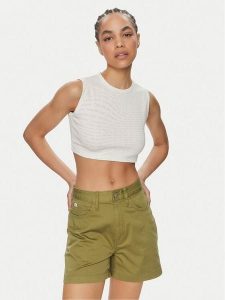 Calvin Klein Jeans Top J20J223163 Biały Slim Fit. Białe topy Calvin Klein Jeans, xl, bez wzorów, z bawełny, bez kołnierzyka, bez ramiączek. Za 129,99 zł.