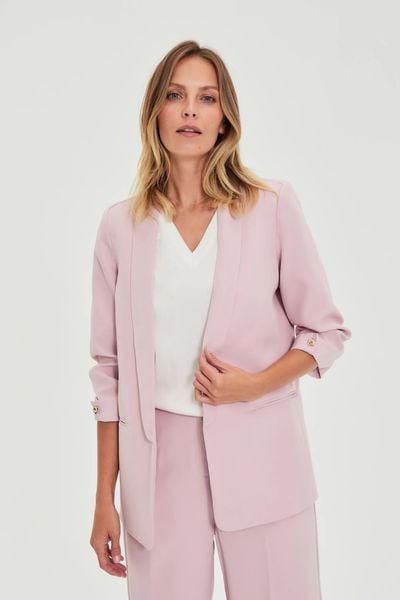 Marynarka z marszczonymi rękawami różowa. Czerwone marynarki i żakiety MOODO, l, bez wzorów, z elastanu. Za 159,99 zł.