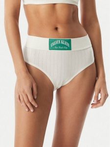 Calvin Klein Underwear Figi klasyczne z wysokim stanem LV00QF8713 Kremowy. Białe figi Calvin Klein Underwear, bez wzorów, z bawełny. Za 119,99 zł.