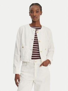 Tommy Hilfiger Kurtka jeansowa Lady WW0WW48591 Biały Regular Fit. Białe kurtki TOMMY HILFIGER, bez wzorów, z bawełny, bez kaptura. Za 540,99 zł.