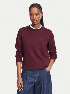 Tommy Jeans Bluza DW0DW19959 Bordowy Regular Fit. Czerwone bluzy Tommy Jeans, xxs, bez wzorów, z jeansu, bez kaptura. Za 289,99 zł.