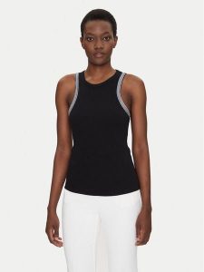 Fracomina Top FS25ST2009J401R9 Czarny Slim Fit. Czarne topy Fracomina, m, bez wzorów, z bawełny, bez kołnierzyka, bez ramiączek. Za 199,99 zł.