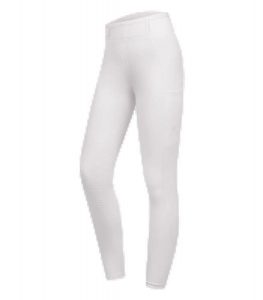 Damskie legginsy jeździeckie z pełną przyczepnością ELT Orelie. Białe legginsy ELT, bez wzorów, z elastanu, z podwyższonym stanem, długie. Za 374,00 zł.