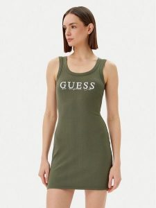 Guess Sukienka codzienna V5GK06 K8RT2 Zielony Slim Fit. Zielone kombinezony Guess, xs, z aplikacjami, z wiskozy, bez kołnierzyka, bez ramiączek. Za 149,99 zł.