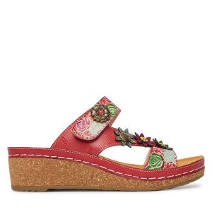 Klapki Laura Vita. Czerwone klapki LAURA VITA, bez wzorów, bez obcasa. Za 429,99 zł.