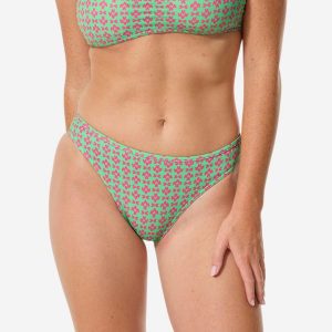 Dół kostiumu kąpielowego damski Decathlon Nina Keyshot. Zielone bikini DECATHLON, bez wzorów, z elastanu. Za 39,99 zł.