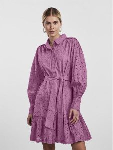 YAS Sukienka codzienna 26029394 Fioletowy Regular Fit. Fioletowe kombinezony YAS, m, bez wzorów, z bawełny, bez kołnierzyka, bez ramiączek. Za 449,99 zł.