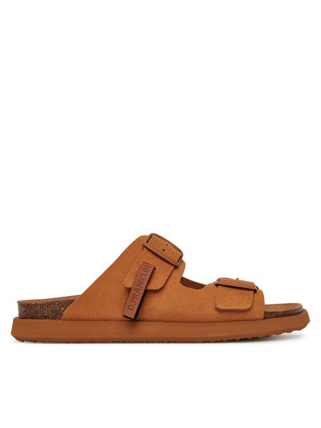 D.Franklin Klapki DFSH407001 Brązowy. Brązowe klapki D.Franklin, bez wzorów, ze skóry, bez obcasa. Za 299,99 zł.