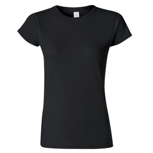 Koszulka Damska Krótki Rękaw Soft Style. Czarne bluzki GILDAN, xl, bez wzorów, sportowe, bez kołnierzyka, bez ramiączek. Za 29,99 zł.