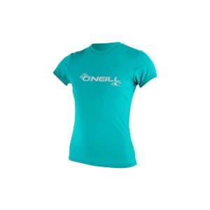 Koszulka damska O'Neill wetsuits Basic Skins. Niebieskie bluzki O'Neill, bez wzorów, eleganckie, bez kołnierzyka, bez ramiączek. Za 154,50 zł.